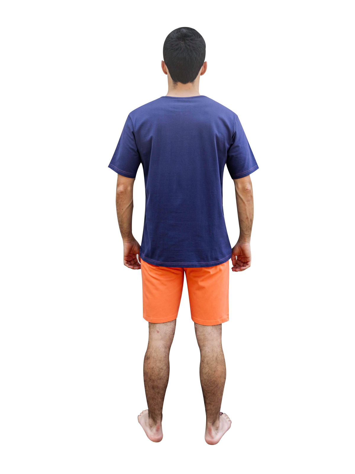 Pyjama court haut bleu- short corail « Homme à croquer ¤ Sans modération ¤ »