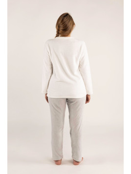 Pyjama fourrure gaufré blanc pantalon gris « 1.2.3… Sommeil »