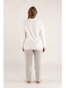 Pyjama fourrure gaufré blanc pantalon gris « 1.2.3… Sommeil »