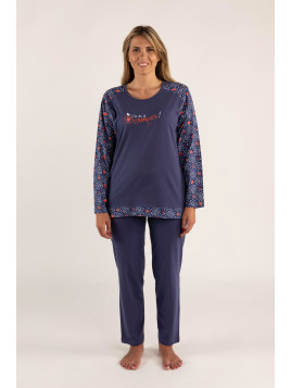 Pyjama haut bleu et bas uni « Tu es à croquer »