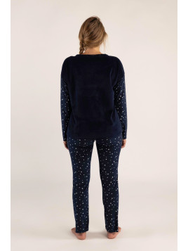 Pyjama haut bleu marine et bas imprimé « Rêveries »