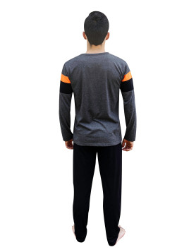 Pyjama haut gris imprimé et bas « Chope must go on ! »