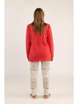 Pyjama haut rouge « Comme chien et chat »