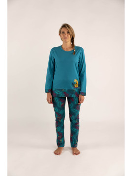 Pyjama haut uni manches longues et bas imprimé "Tigre"