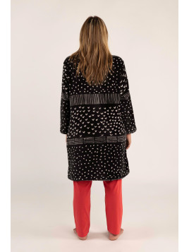 Robe de chambre boutonnée, col montant imprimé « Comme chien et chat »