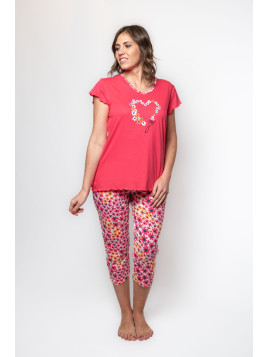 Pyjama Corsaire Rose & Imprimé - "Marguerites"