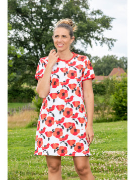 Chemise de Nuit Imprimée - "Coquelicots"