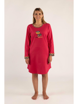 Liquette arrondi coloris framboise manches longues « Avoir la banane »