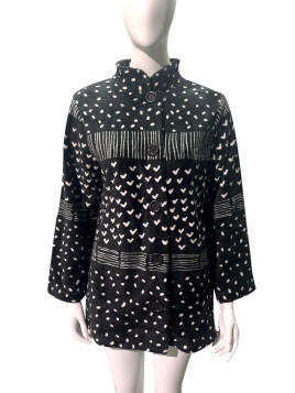 Veste boutonnée, col montant imprimé « Comme chien et chat »