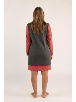 Liquette grise manches longues à rayures rouges  « Bien au chaud »