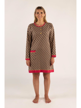 Liquette imprimée  marron manches longues motifs à pois « Avoir la banane »