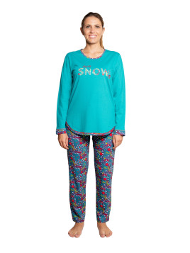 Pyjama bicolore avec broderie et sérigraphie "let it snow"