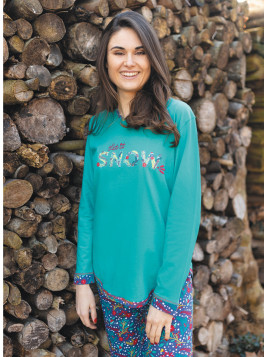 Pyjama bicolore avec broderie et sérigraphie "let it snow"