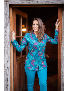 Pyjama boutonné imprimé, manches longues , bas uni "Tigre"