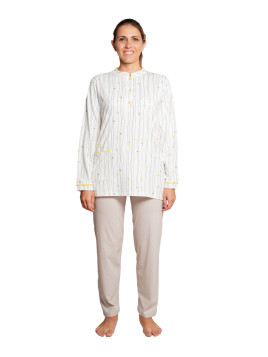 Pyjama boutonné- Coeurs jaunes